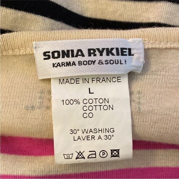 Sonia Rykiel Striped Black and White Dress with Pink Accents, L - Picture 8 of 8